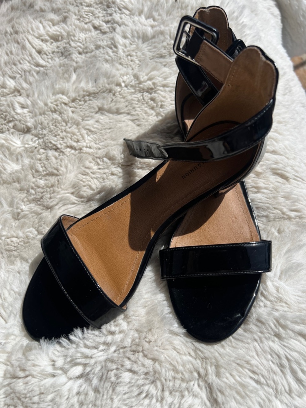 14th & Union Black Patent Open-Toe Ankle-Strap Heels - Picture 6 of 8